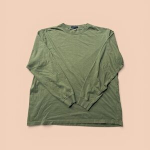 Lands End Long Sleeve T Shirt Olive Green Basic Cotton Tee